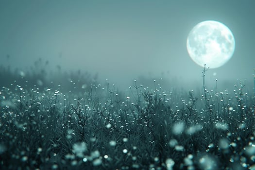 Moonlit Wildflowers in a Misty Night Field with Glowing Beauty   nature background photo