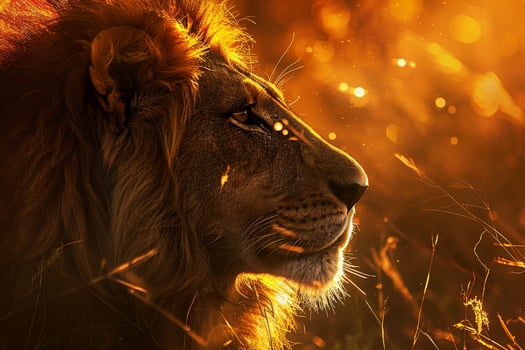 Sunlight Filtering Through Lions Mane Highlighting Its Majestic Profile nature background photo