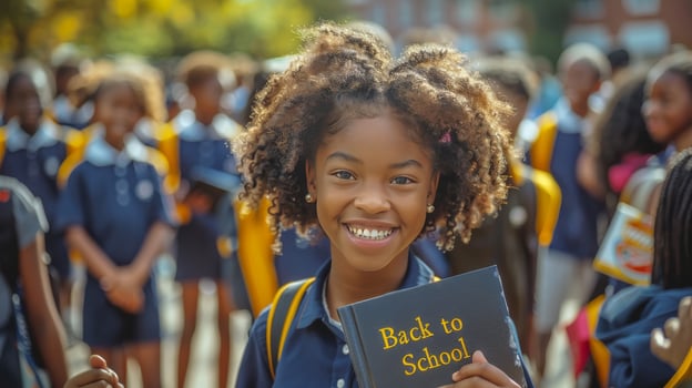 Girl Holding Back to School Book photo