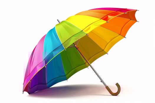 Colorful Rainbow Umbrella on White Background. photo