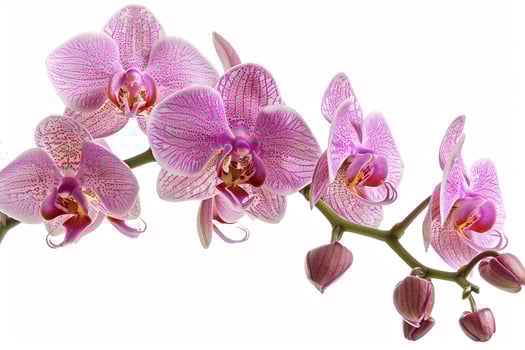 Pink Orchid Flowers on White Background. photo