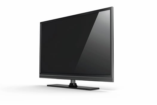 Modern Flat Screen LED TV on White Background. photo