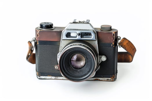 Vintage Film Camera with Leather Strap. photo