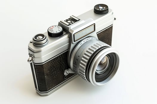 Vintage Film Camera with Leather Strap. photo