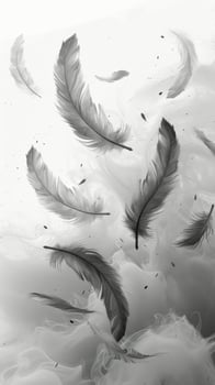 Group of White Feathers Floating on Water photo