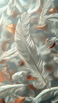 Group of White Feathers Floating on Water photo