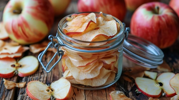 Glass Jar Filled With Sliced Apples on Table photo