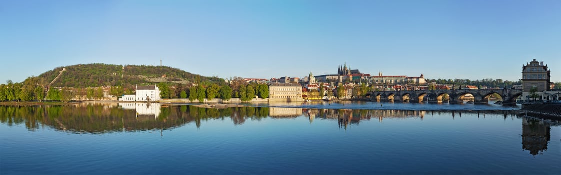 View of Charles bridge over Vltava river and Gradchany Prague C photo