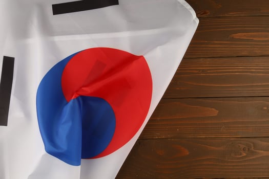 Flag of South Korea and place for text cope space photo