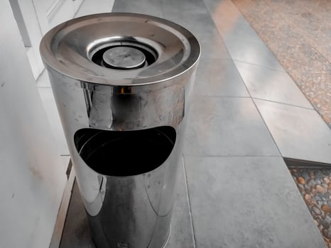 Stainless bin,Trash in coffee shops,Trash bin in a hospital, cleaning concept photo