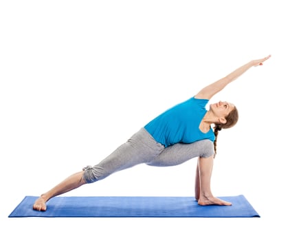 Yoga young beautiful woman doing yoga asana exercise isolated photo