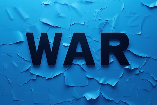 the word war painted on to blue paint, photo
