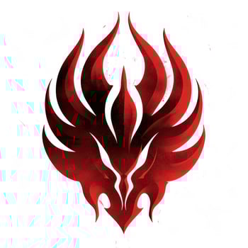 the red flame bird is shown on top of white paint, photo
