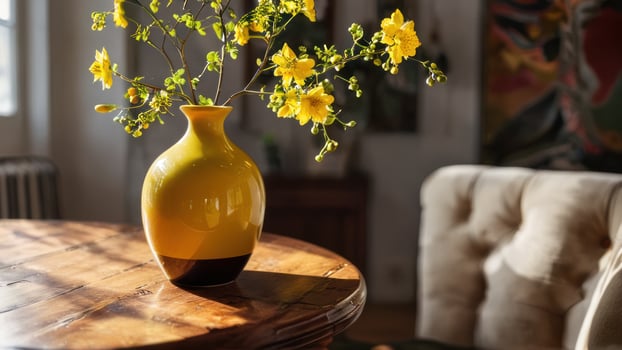 flowers that are in a vase by the table, photo