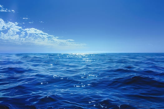 blue waves and the sun in clear sky, photo