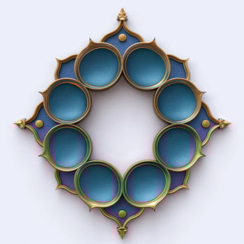 the ornaments are adorned with gold and blue glass, photo