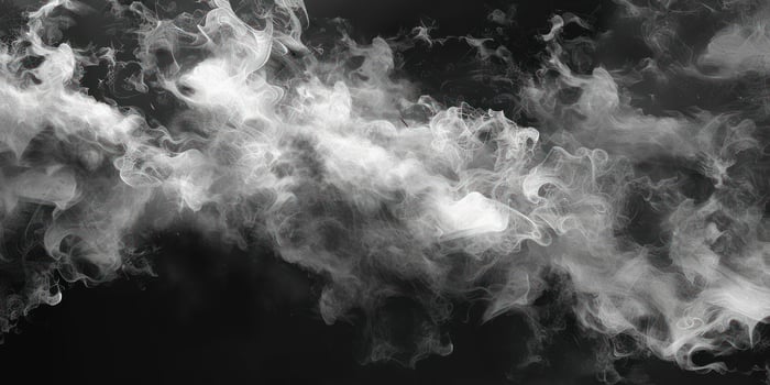 smoke coming out from ashes in dark room, photo