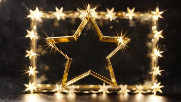 stars with white and gold sparkles and reflected in the picture, photo