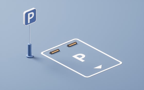 Empty parking space in a parking lot, 3d rendering. photo