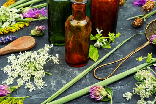 Healing mixtures from herbs. photo