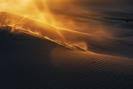 Sunlight Casting Long Shadows Across a Desert Landscape with Nature and Background photo