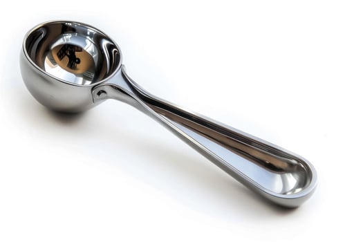 Stainless steel ice cream scoop on a white background. photo