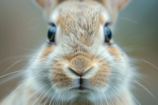Close-up of a curious bunny's face. photo