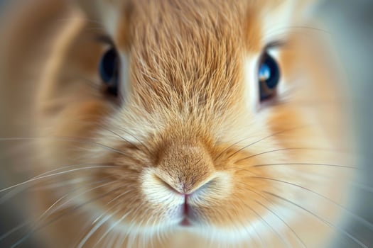 Close-up of a curious bunny's face. photo