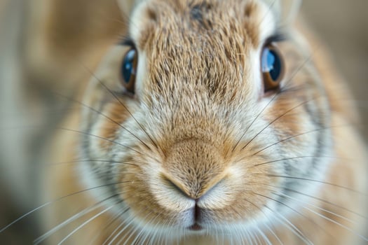 Close-up of a curious bunny's face. photo