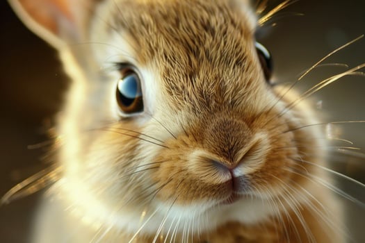 Close-up of a curious bunny's face. photo