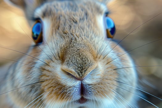 Close-up of a curious bunny's face. photo