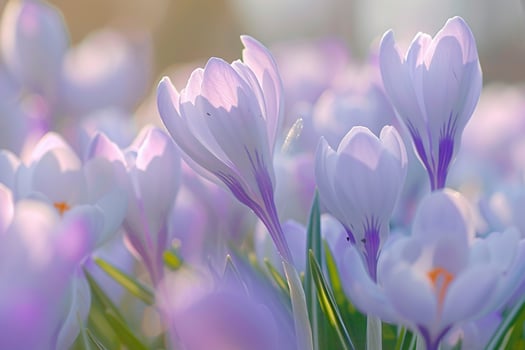 Nature Background of Crocus Flowers Emerging in Early Spring photo
