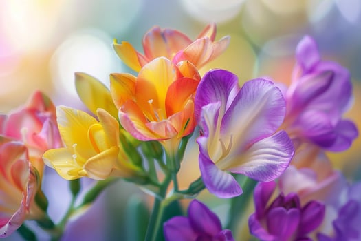 Nature Background of Freesia Flowers with Blooms photo