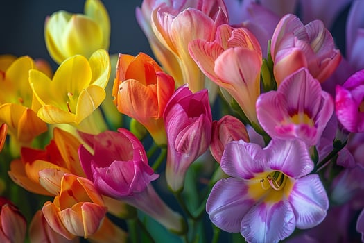 Nature Background of Freesia Flowers with Blooms photo