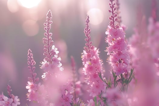 Nature background of Erica flowers with delicate pink blooms photo