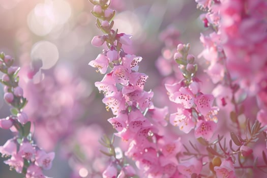 Nature background of Erica flowers with delicate pink blooms photo