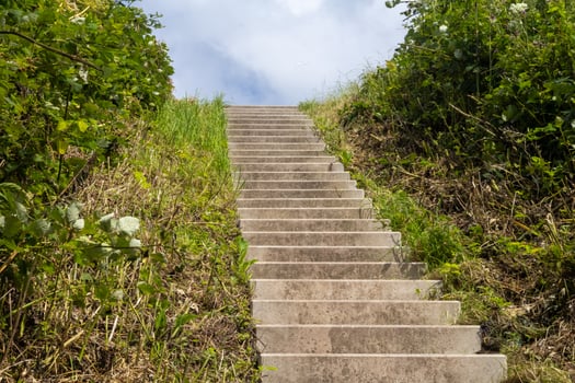 stairway with a blue sky photo