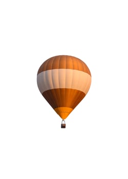 Golden white hot air balloon with basket photo