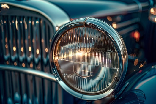 Vintage Cars Headlight. Nature Background photo