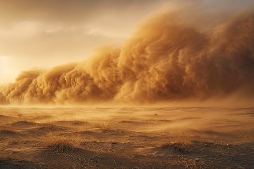 Sandstorm Sweeping Over Desert Dunes. Nature. Background photo