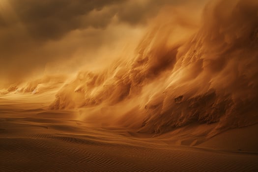 Sandstorm Sweeping Over Desert Dunes. Nature. Background photo