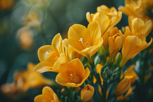 Yellow Freesia Flowers in Bloom Nature Background photo