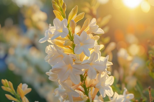 Tuberose Flowers in a Sunlit Garden with Bright Atmosphere Nature Background photo