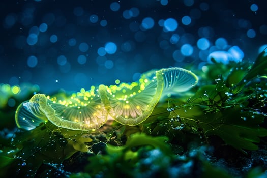 Bioluminescent Plankton Illuminating the Waters Surface Nature Background photo