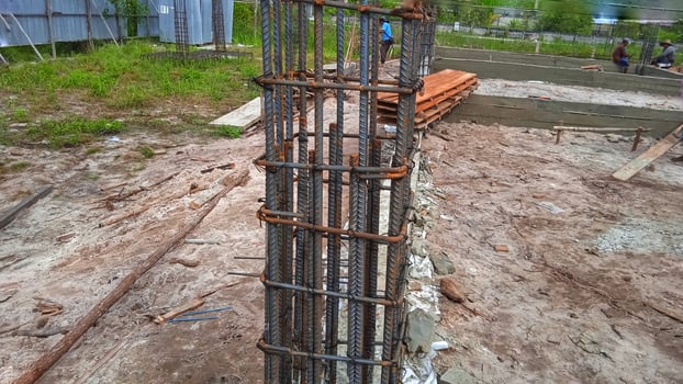 Reinforced concrete piles of the new building photo