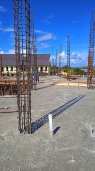 Structure of building under construction on construction site. photo