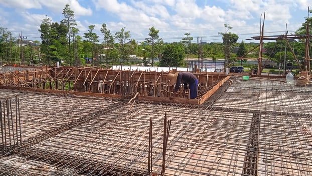 Floor slabs are under construction at a construction site. photo