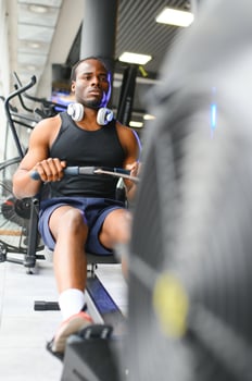 Black African American young man at the gym photo
