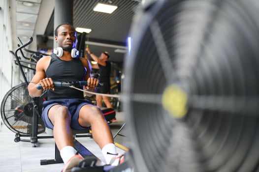 Black African American young man at the gym photo