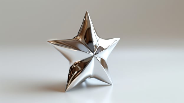 Shiny Silver Star Ornament Spinning Gracefully Against A Plain Background. photo
